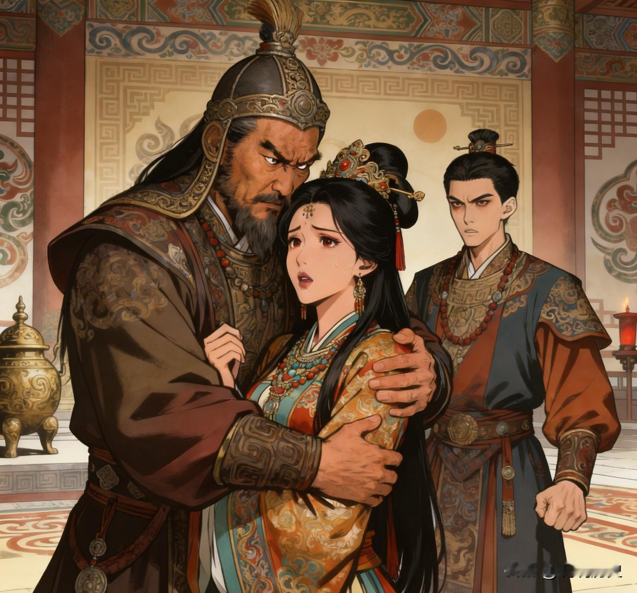 1047年，李元昊看着美艳儿媳，顿时心痒难耐。他一把将没移氏搂在怀中，对儿子说：