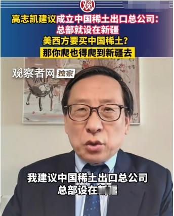 哈哈哈哈，高志凯教授真是神了，他给中国稀土出谋划策，想出了一个连外国人都觉得狡猾