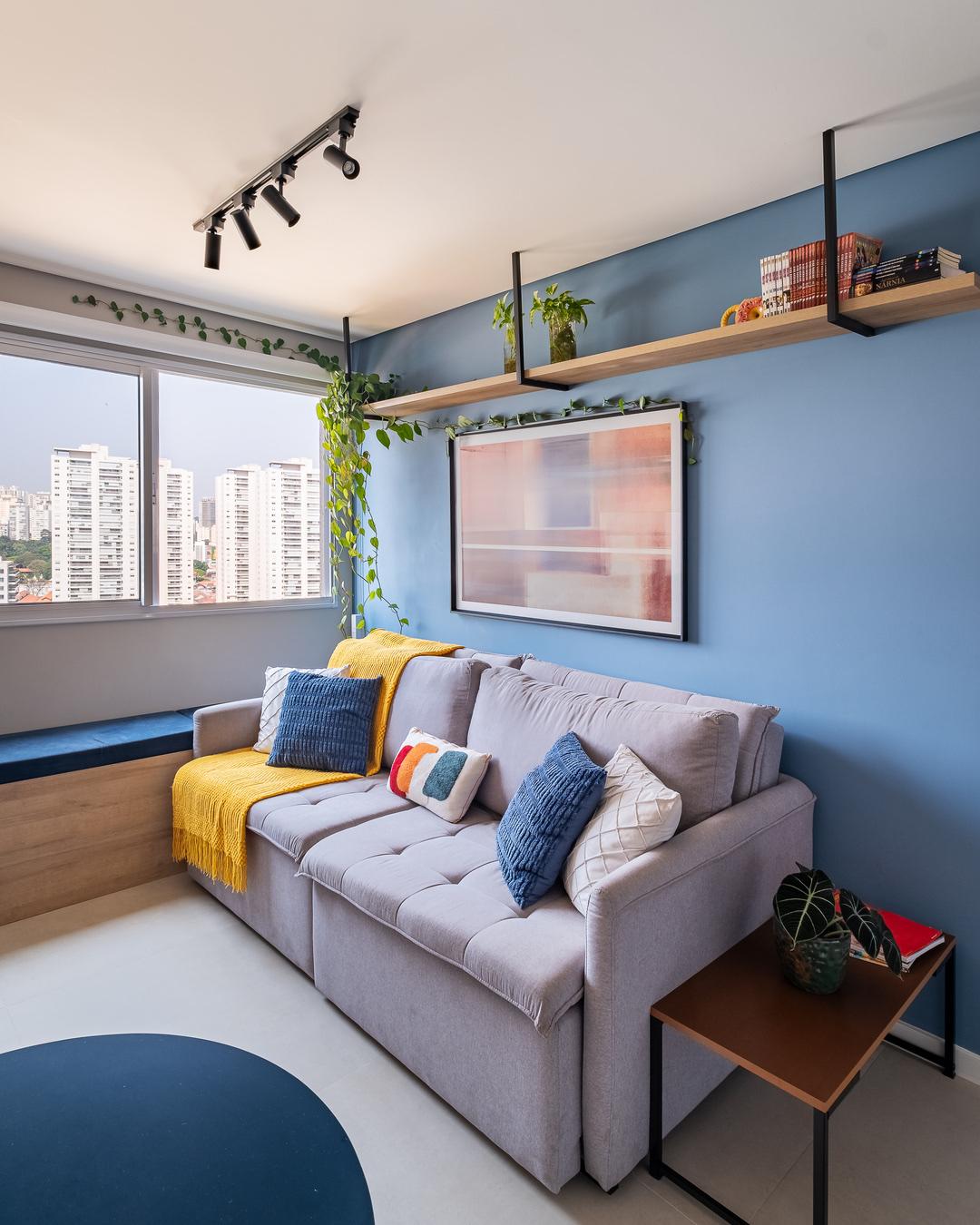 34㎡小宅，一抹蓝色，治愈整个空间你喜欢什么风格装修小户型