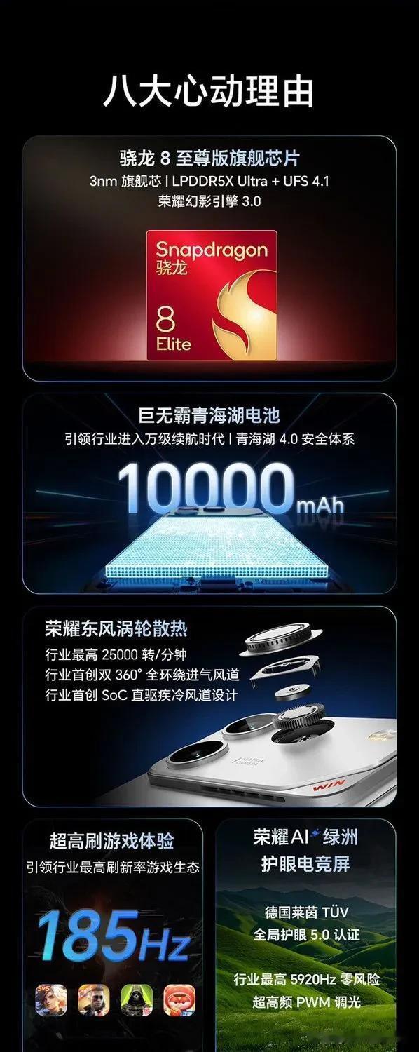 荣耀WinRT是续航与性能并肩的一款手机，1万毫安加100瓦快充，搭载了骁