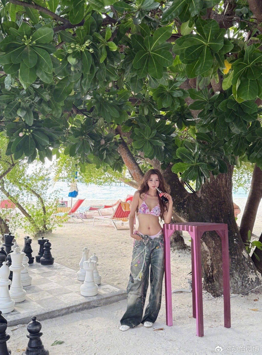 孙怡马尔代夫度假照孙怡度假照明媚灿烂的🐚⛱️