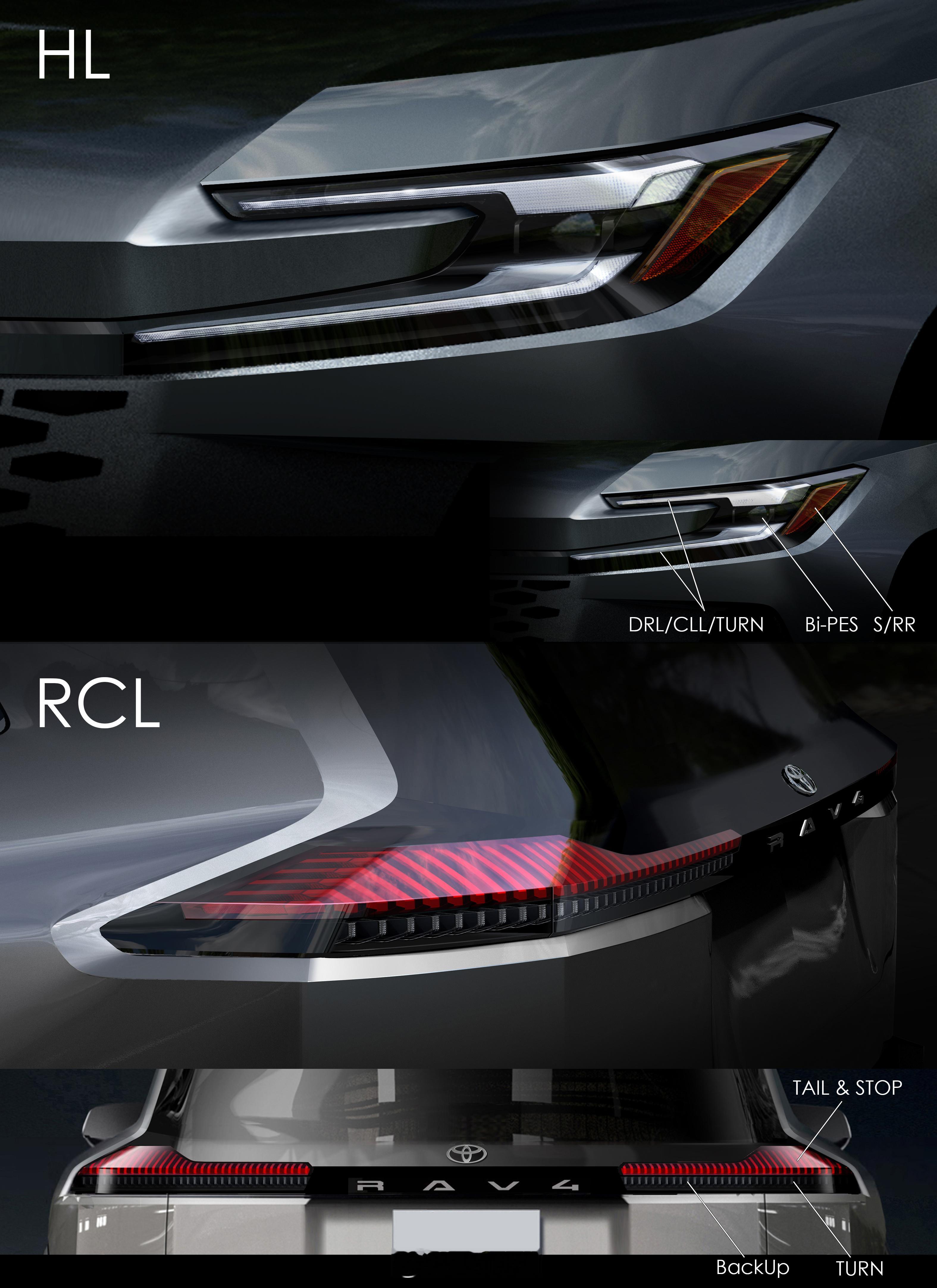 全新丰田RAV4车灯设计图来看一组全新丰田RAV4前灯&尾灯高清设计图，整