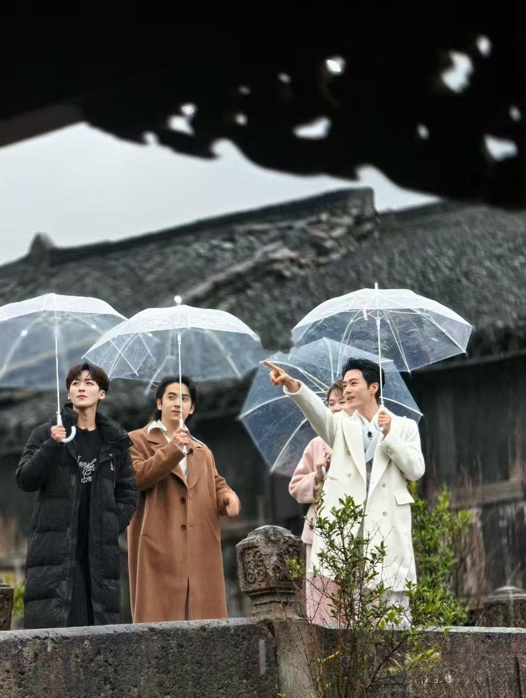 今天绍兴湿冷，但央视还是带了一帮娱乐明星来到了黄酒小镇。这几个明星是谁？我不认识