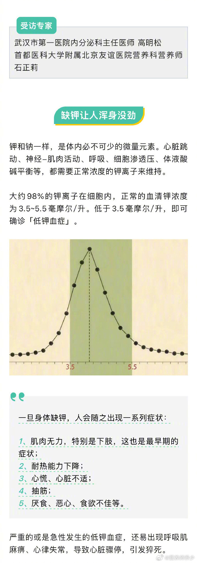 【缺钾后身体的变化】7类人要格外注意补钾一旦钾流失过多，就可能诱发低钾血症，严重时甚至导致心脏骤停。
