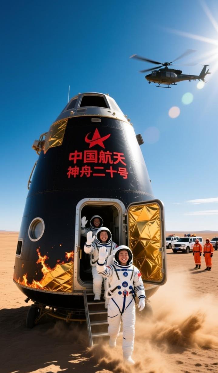 神舟二十号成功着陆，这一刻令人心潮澎湃、热血沸腾。从浩瀚太空精准返回，不仅是技术