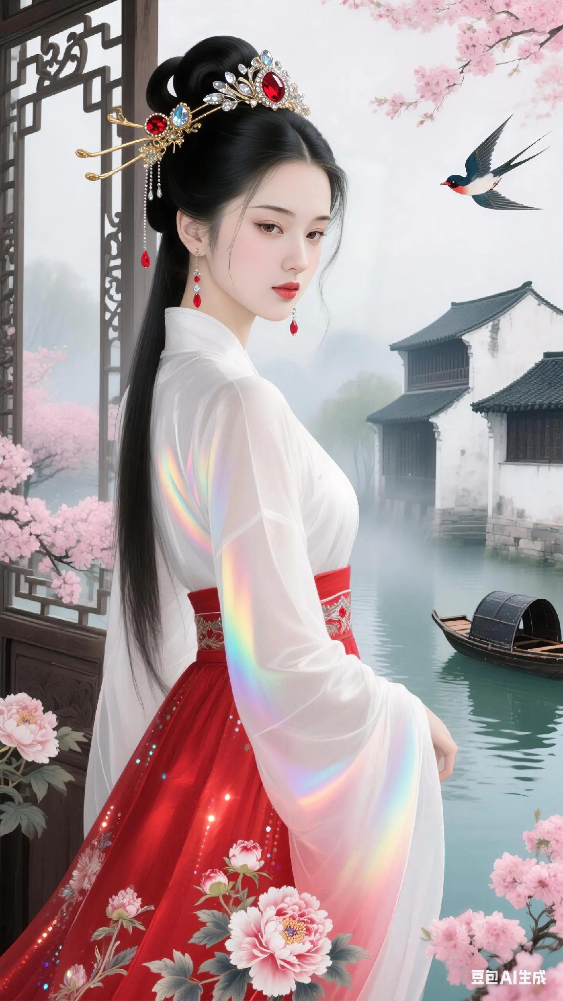 女子穿上古装汉服，有多亮眼，有多美丽动人！古典国风美女淡雅汉服美女古