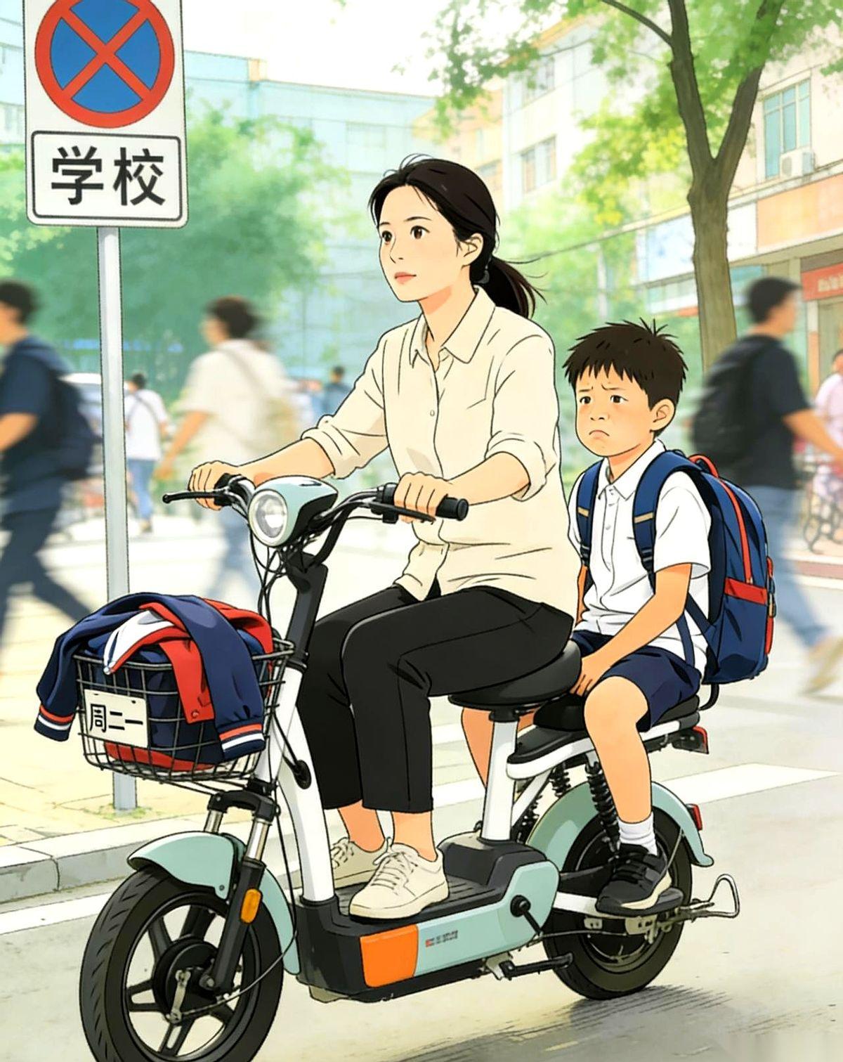 我儿子，人生第一次上学迟到，在车上跟我甩了一路脸子。好家伙，那小嘴撅的，好像我