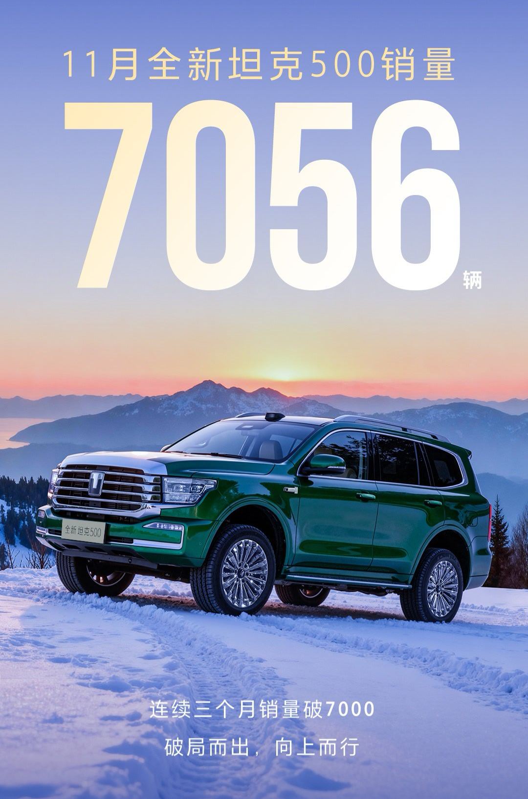 坦克400、坦克500卖爆了。坦克500连续3个月销量破7000辆。总之，期待明