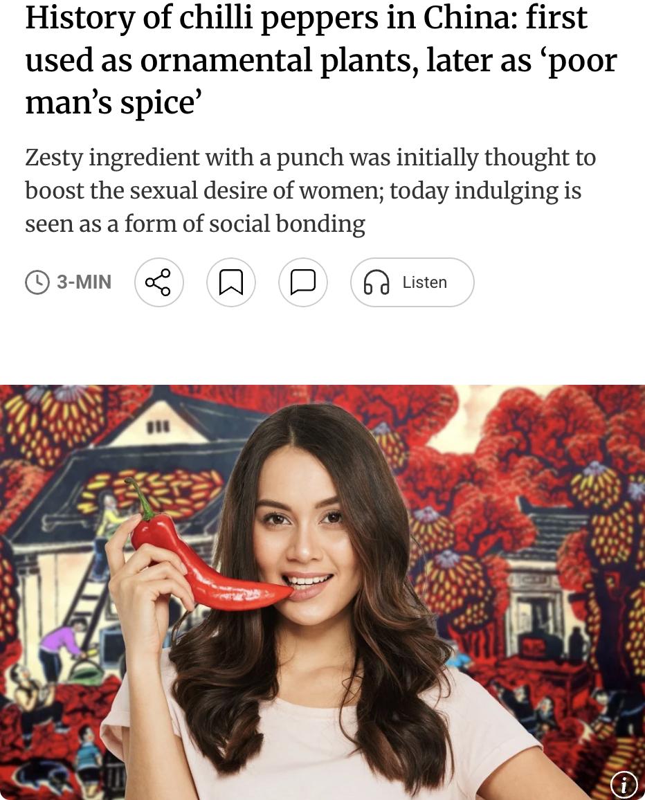 外媒：辣椒进入中国已逾400年，但真正风靡仅约300年。辣椒入华400年