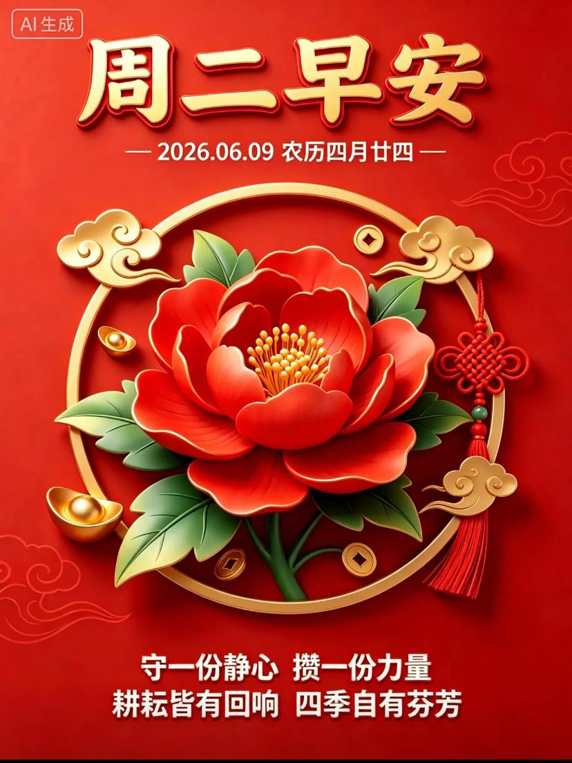 🌺2026./6.9.时光向嗳.喜乐常伴🌺🌿🌅周二晴空万里，夏风轻拂
