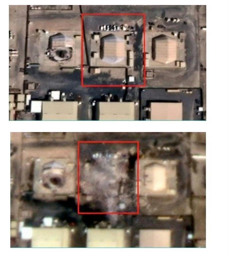 停火后，波斯卫星图“打扫战场”新发现，战果继续扩大：特布伦营M军基地两座直升机掩