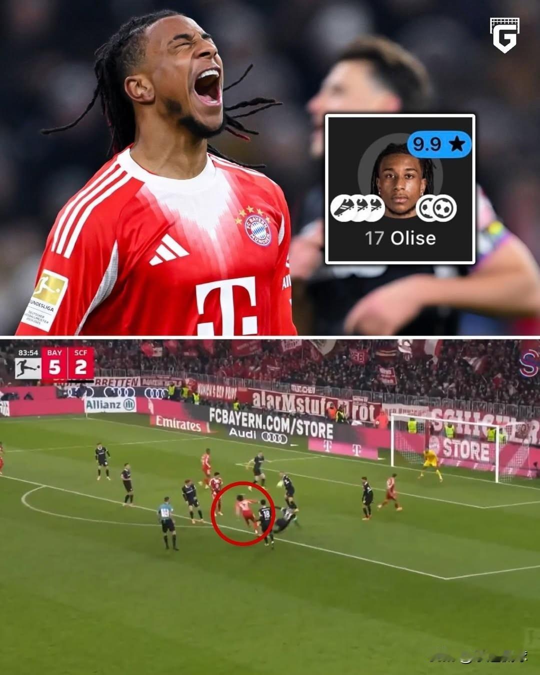奥利塞这样的表现居然还拿不到10分的评分？那10分的评分应该是什么样的？德甲第
