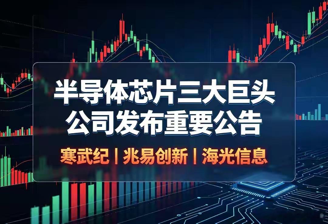 半导体芯片三大巨头公司发布公告：寒武纪、兆易创新、海光信息同样身处国产芯片赛道，