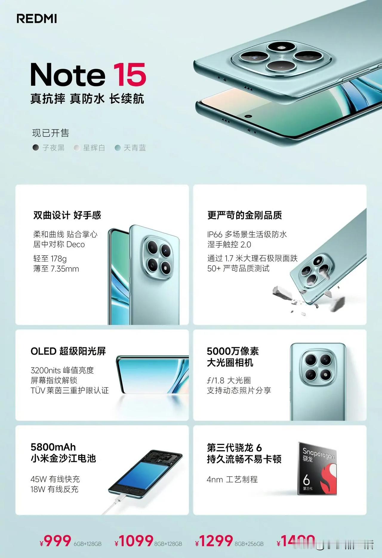 红米Note15系列正式发布，价格公布:Note15Pro+：12+25