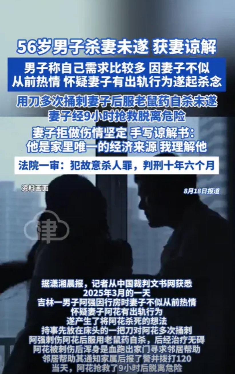 吉林，一56岁男子平均每天都要和妻子行房，可妻子却没了兴致，男子怀疑妻子出轨，于