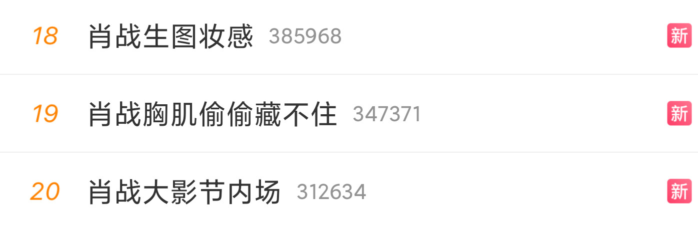 这个热搜看得我。。。。。。。。。。。。。。。。。简直不要太爽！！！！肖战大影节内