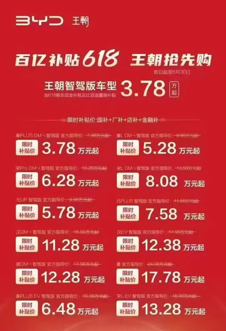 迪子又开始搞大降价了，曾经以为7.98万的秦已经是极限了，结果现在秦plus已经