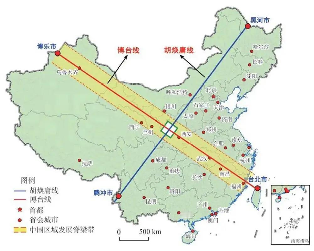 胡焕庸线与博台线中国大地奇妙对称