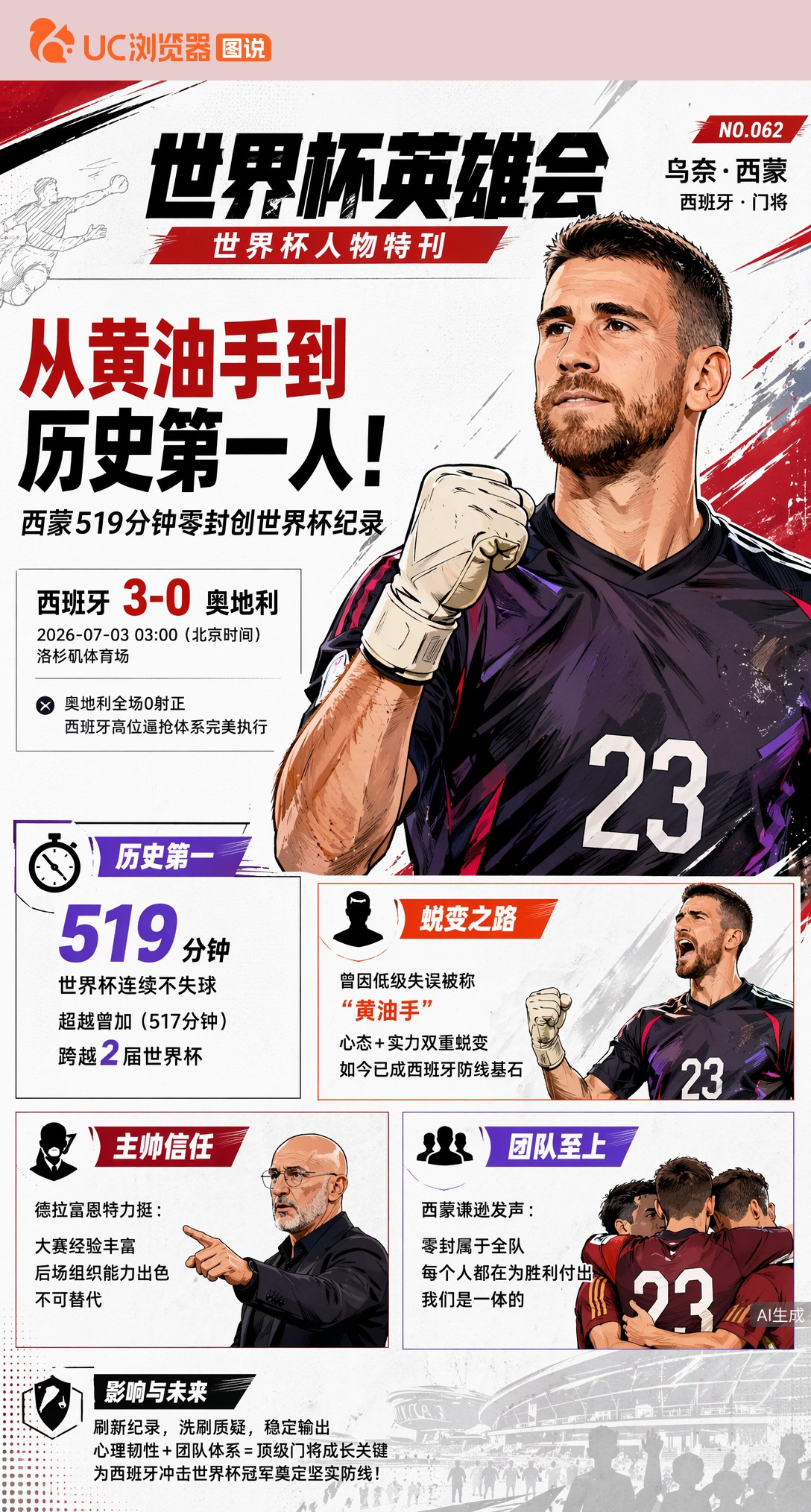 从黄油手到历史第一人！西蒙519分钟零封创世界杯纪录