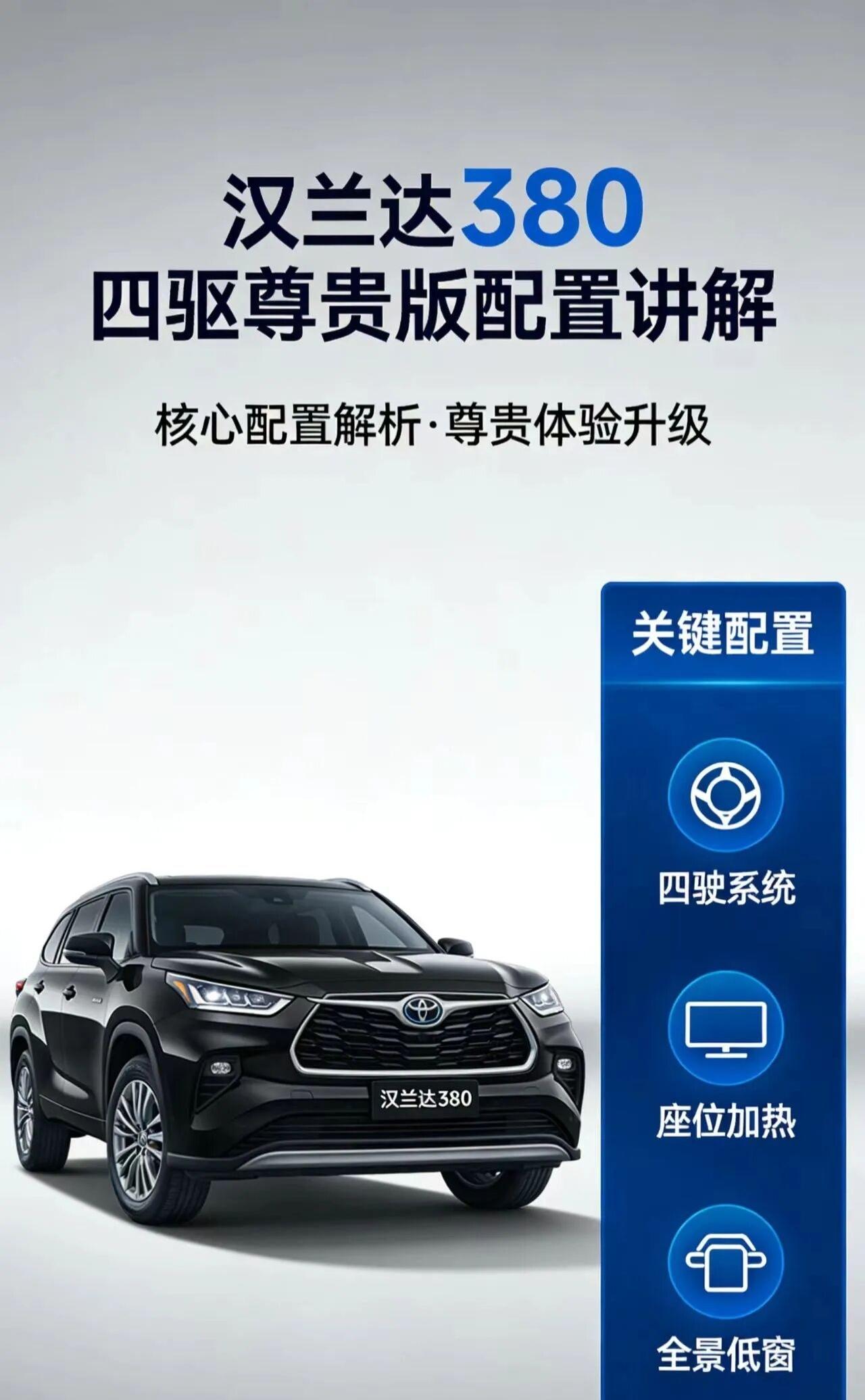 汉兰达380四驱尊贵版深度解析汉兰达380四驱尊贵版作为家族旗舰燃油车型，凭