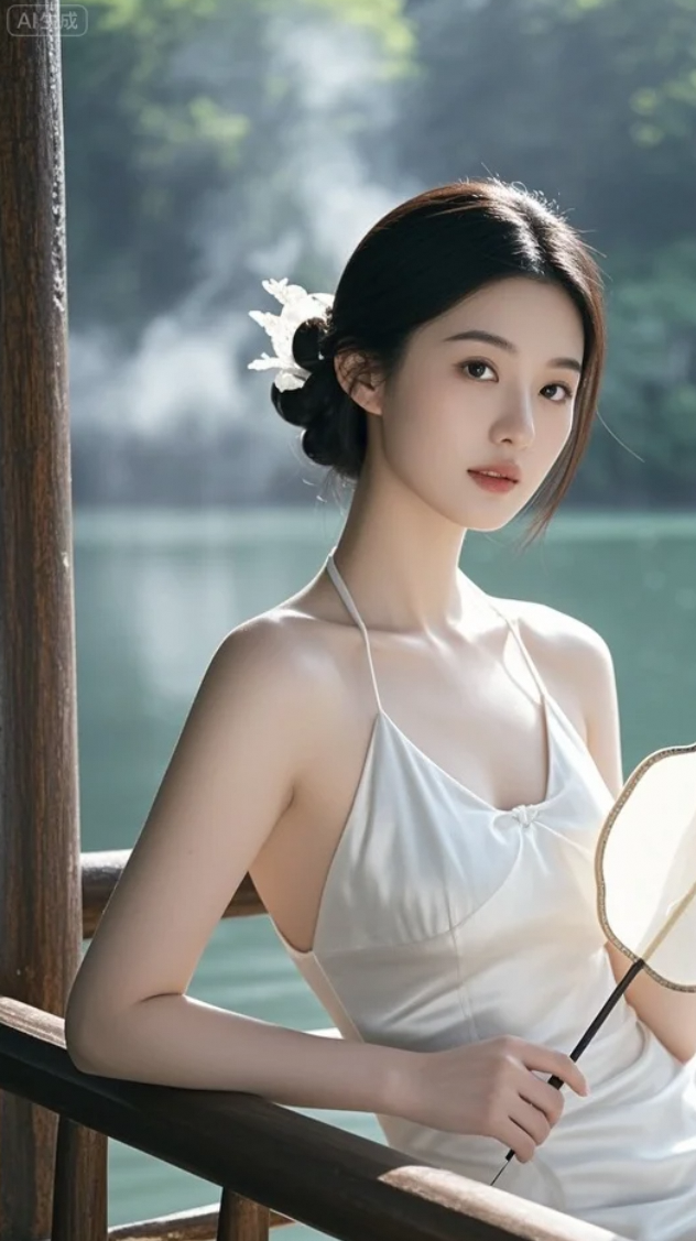 她的存在，让湖边多了一个心动的理由