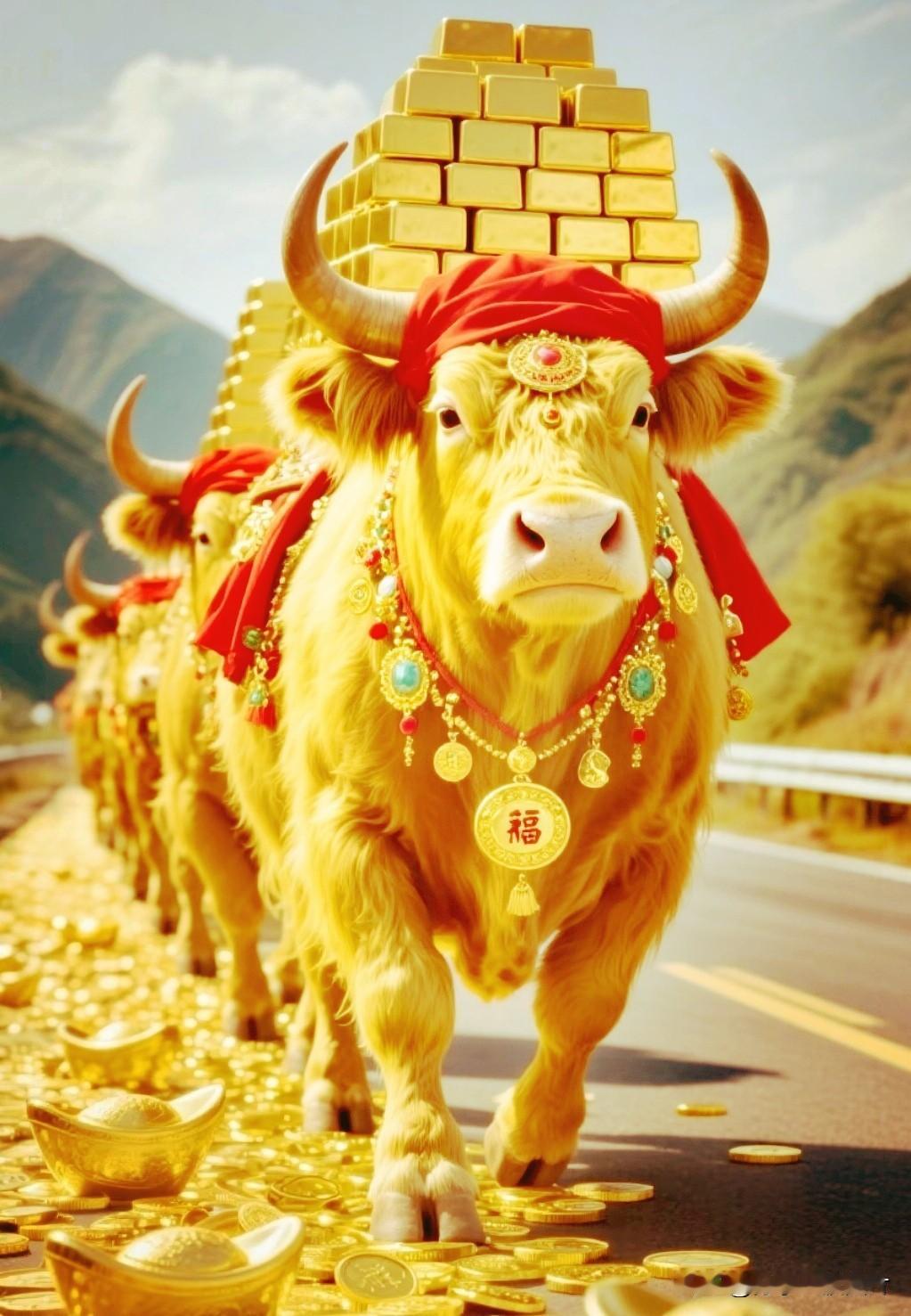 牛运亨通，财源不断。