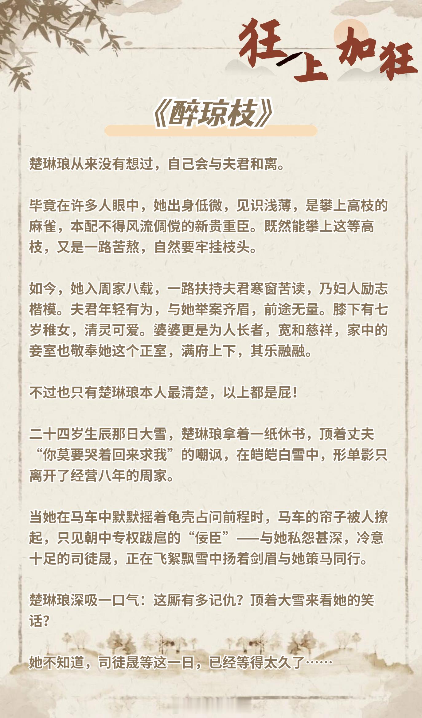 【宝藏作者系列：狂上加狂】古言届扛把子，高质量古言制造机《醉琼枝》——二婚女主《