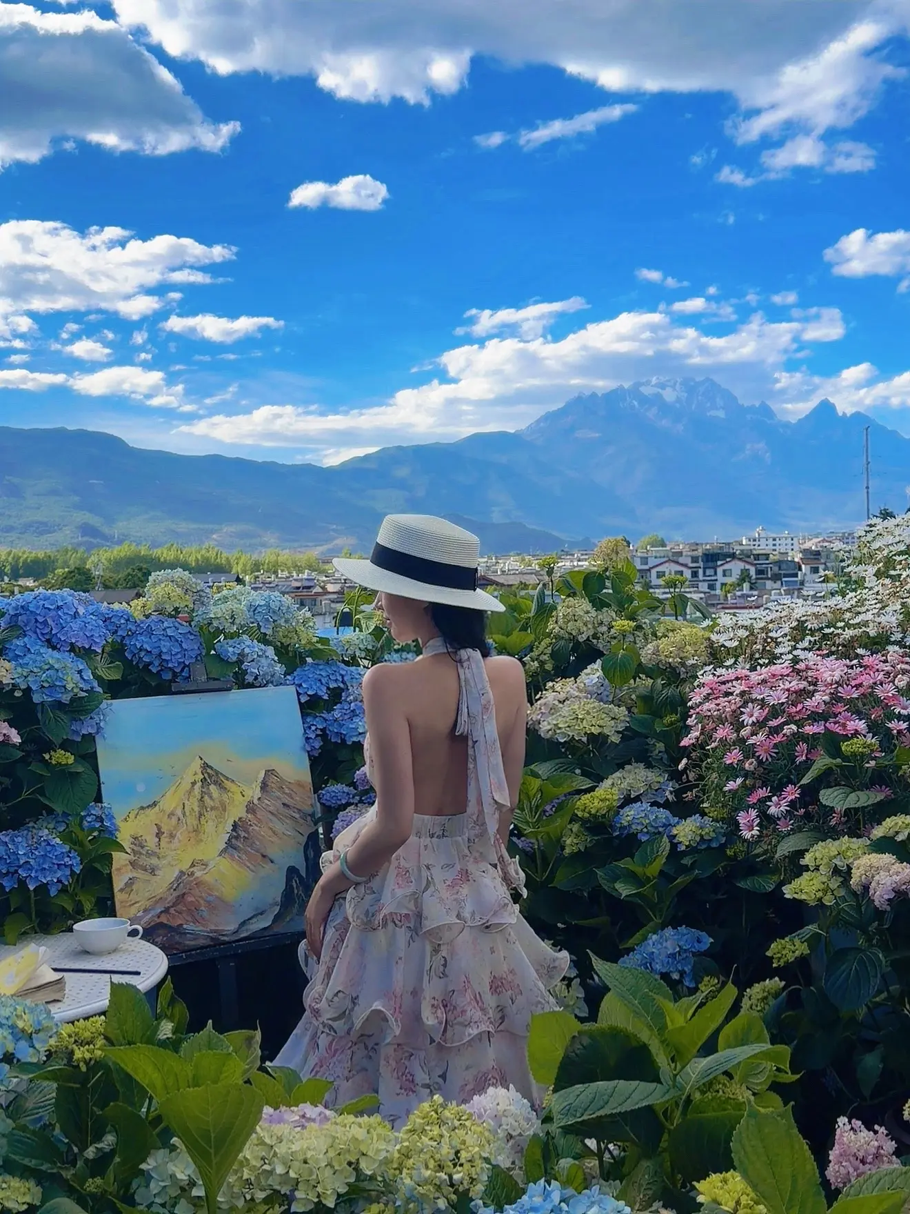 邂逅屋顶雪山花海的浪漫🫧💐。