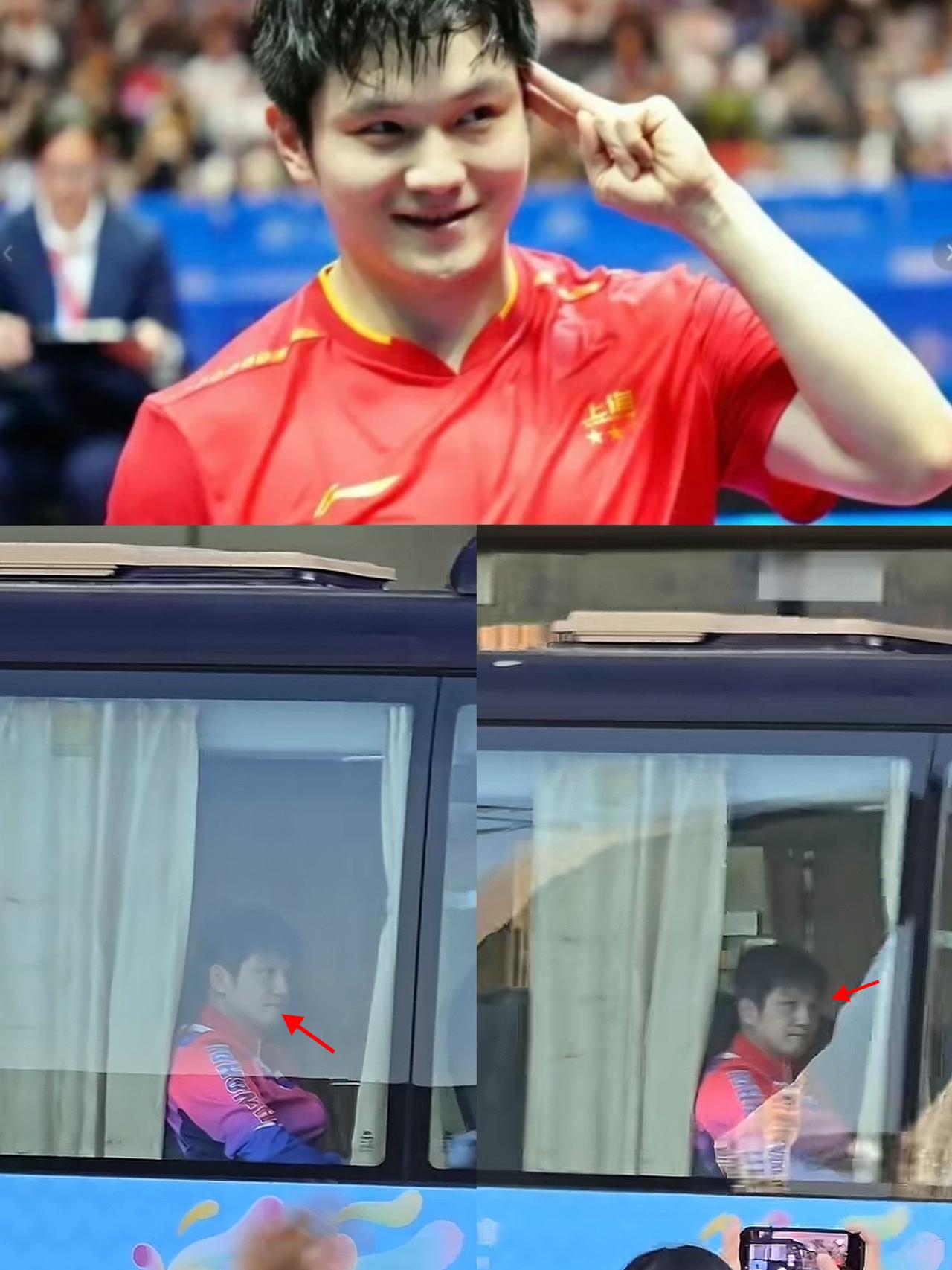东东走了坐在车上的这个动作出卖了他拿了全运会冠军的樊振东这一次坐在了大巴
