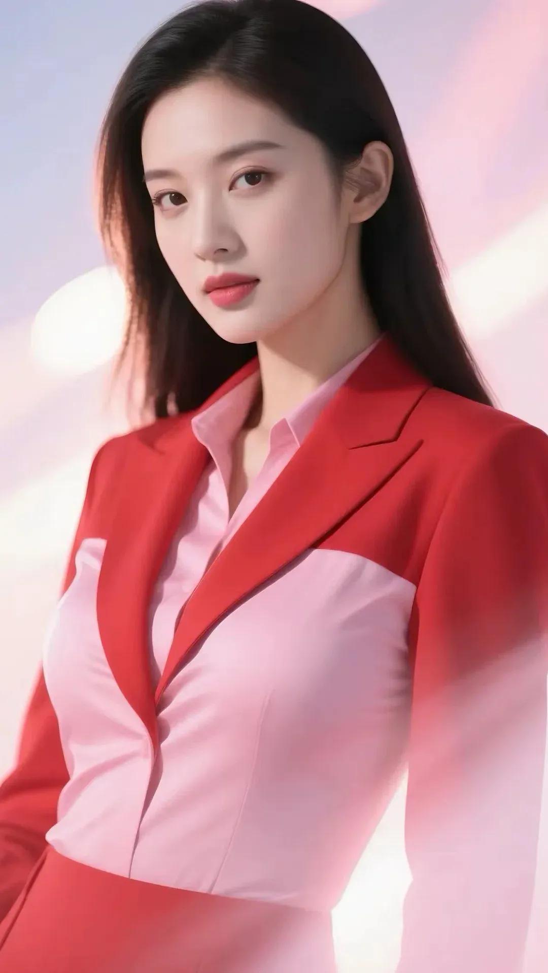 优雅红衣少女，自信满满，闪耀光芒！🌟✨