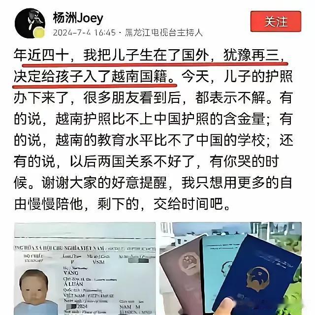 什么国籍有那么重要吗？网友把孩子生在了国外并加入越南国籍，引起网友一片喷，有的说