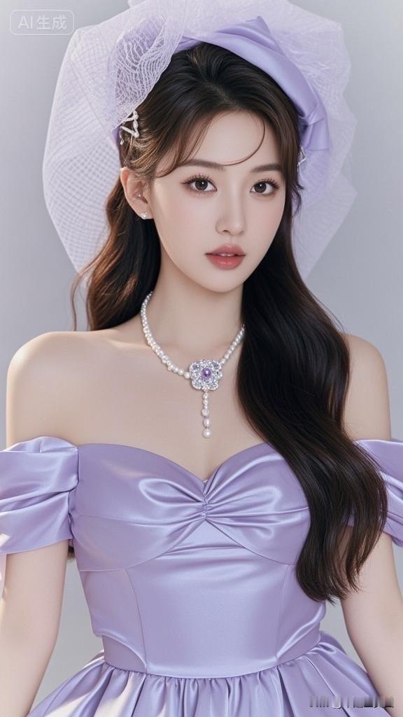 梦幻紫色礼服，优雅珍珠项链，甜美公主风！💖✨