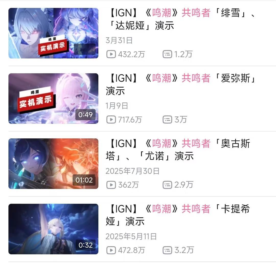 谁懂啊，在鸣潮不是谁都能上IGN的～⭐只算IGN的“共鸣者演示”，单独演示角色实