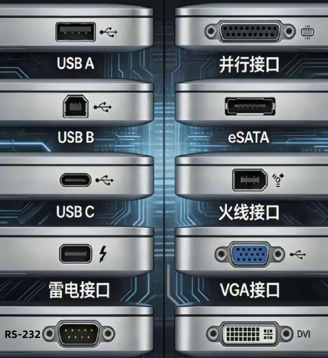 看懂各种数据接口，你用过几种？USBA：最常见的扁口，插U盘、鼠标、键