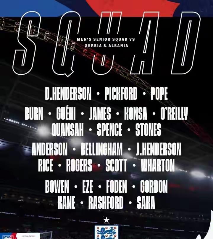 英格兰公布11月份国家队比赛名单，贝林厄姆回归，阿诺德落选，门将位置皮克福德应该