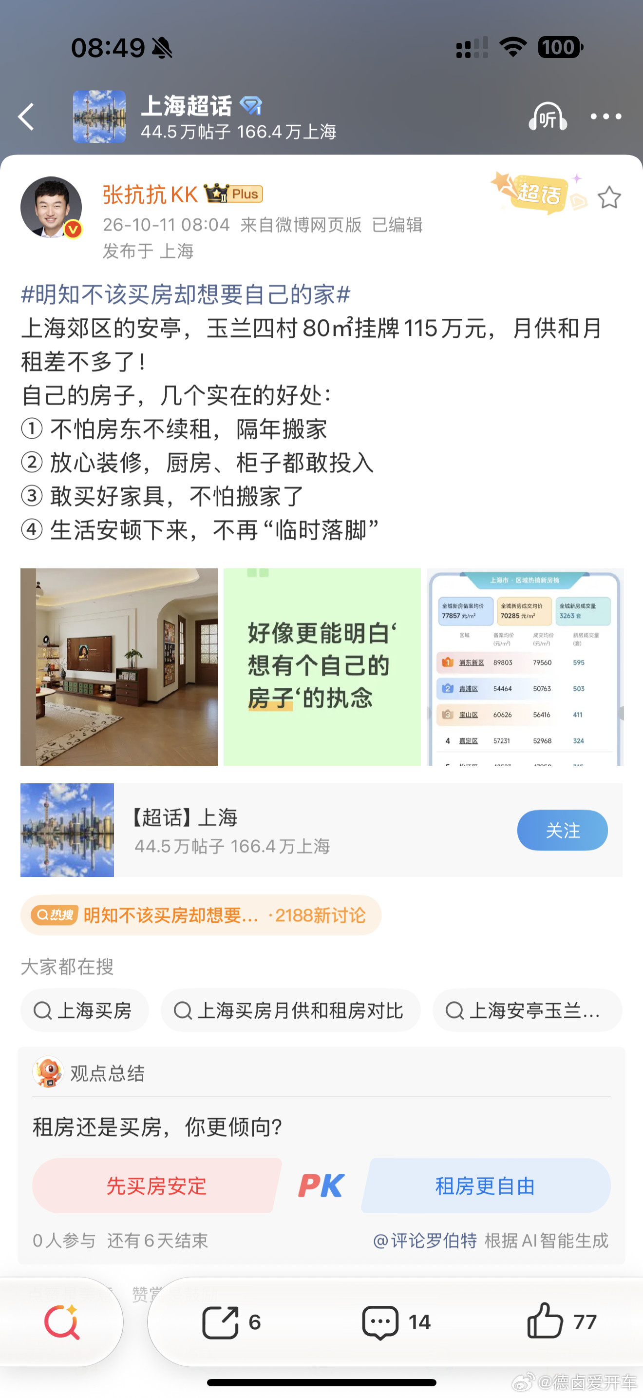 明知不该买房却想要自己的家说的太对了，之前很多人真大佬不买房，这绝对是错的真