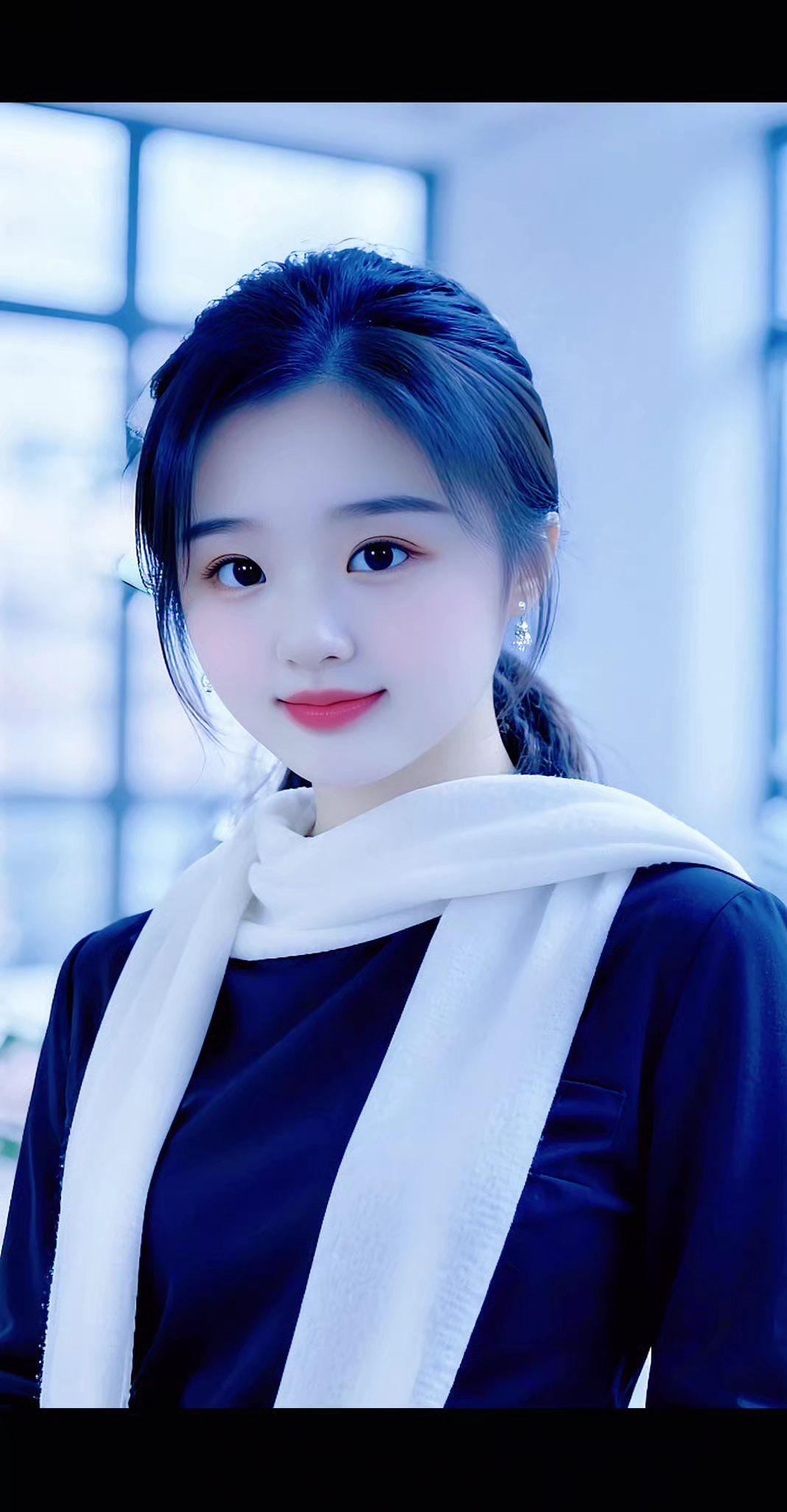 围巾一戴谁都不爱微笑小妞自拍小姐姐