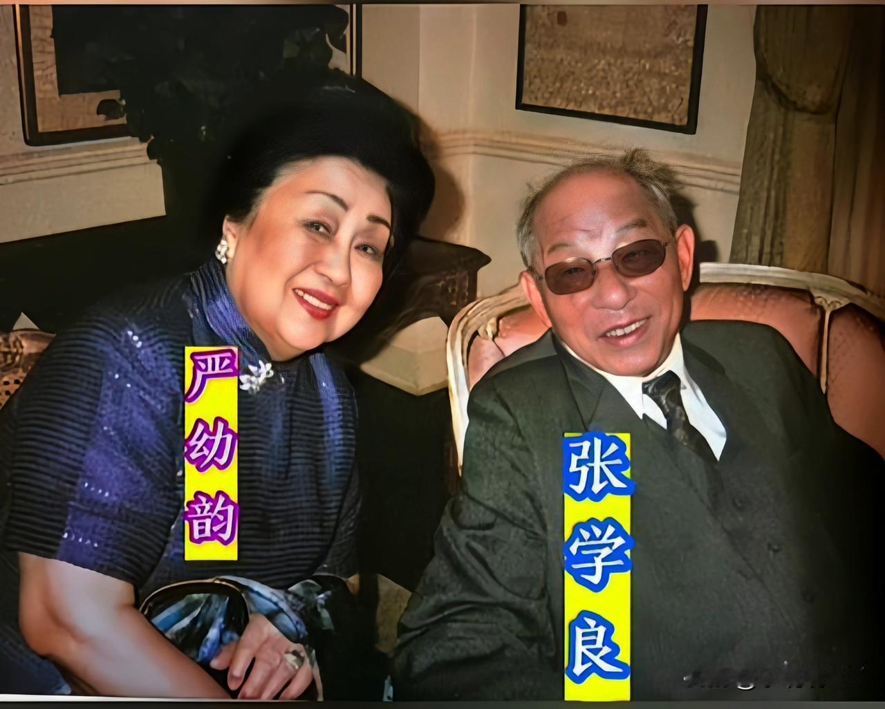 这是1994年93岁的张学良和89岁的严幼韵在美国纽约重逢叙旧的一张珍贵合影，曾