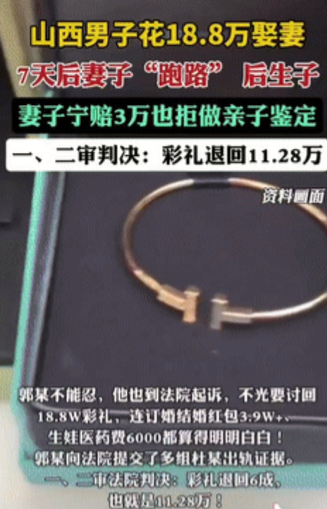 想白嫖？”山西一男子通过相亲群认识了女子，为能顺利结婚，男方父母给了女子18.8