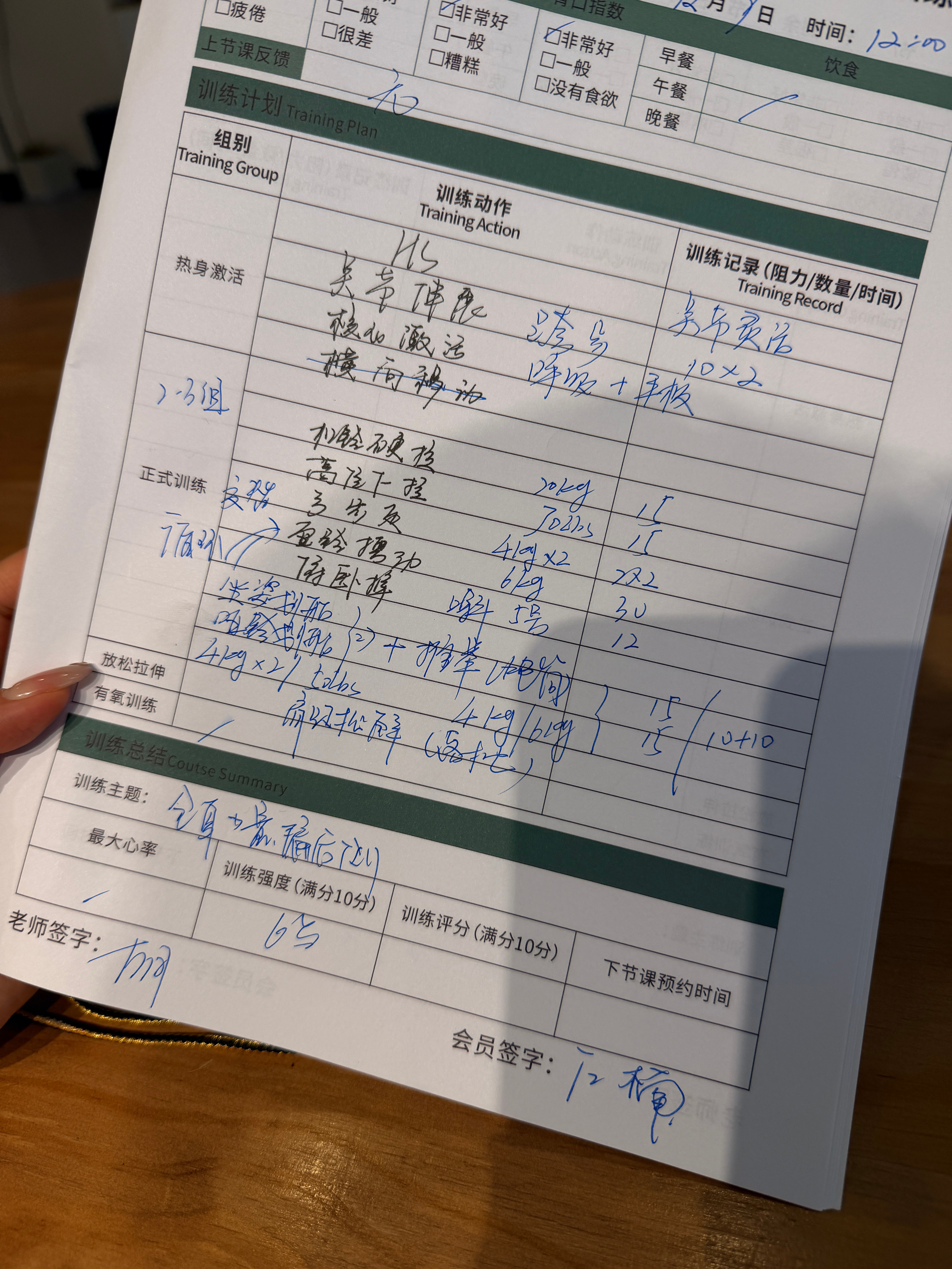 假健身博主，今日份训练强度：6分！