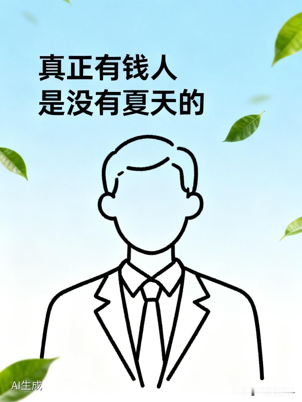 真正有钱人是没有夏天的。你看着大热天他们穿着厚厚的西装感觉很热？错！他们衬衣