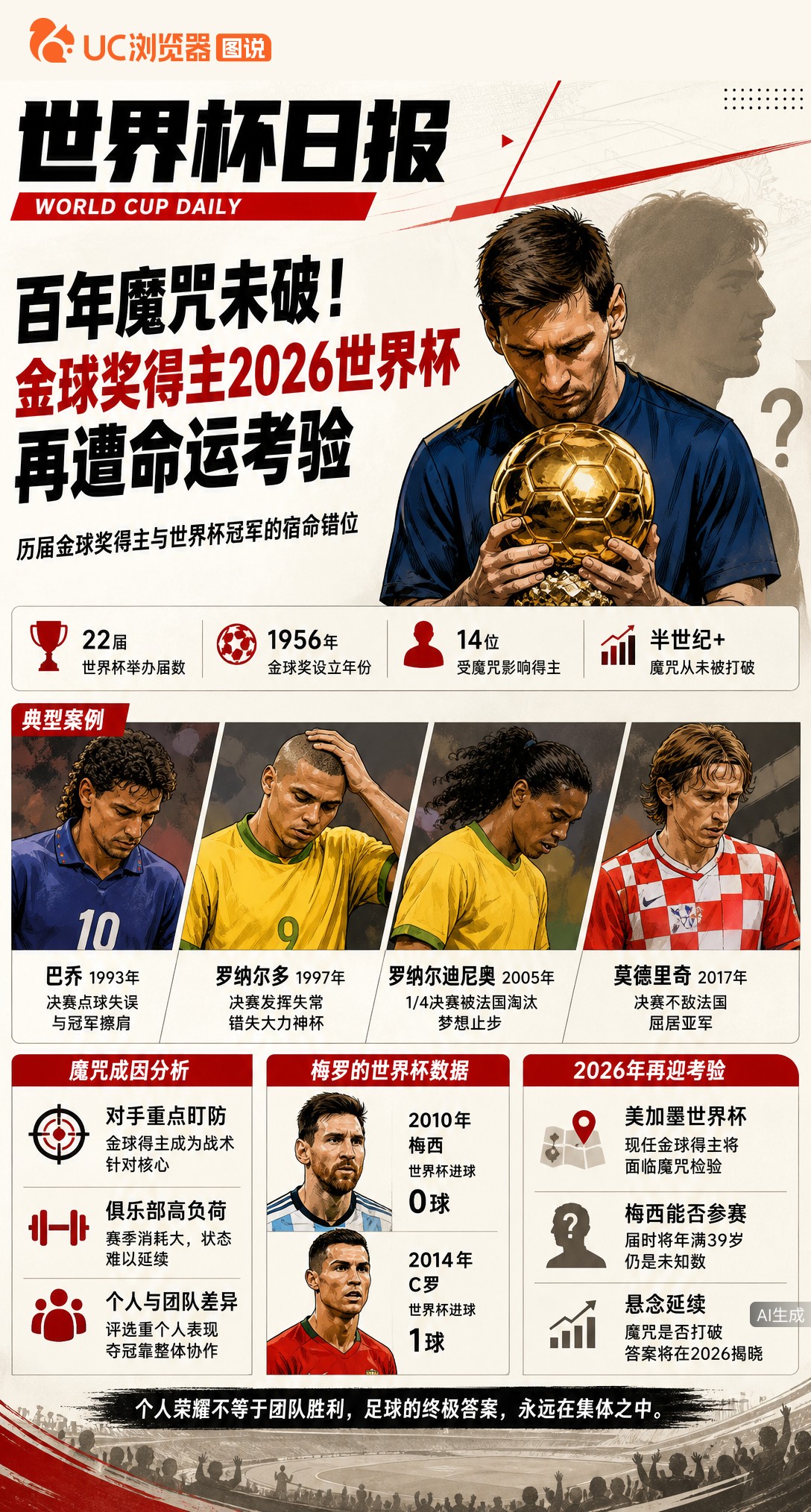 百年魔咒未破！金球奖得主2026世界杯再遭命运考验