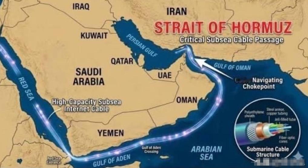 伊朗刚刚公布了一张穿越霍尔木兹海峡的海底互联网光缆详细地图，并称这些光缆极易受到