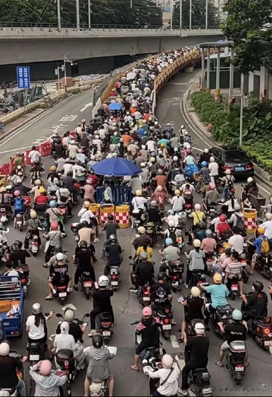 广州电鸡，像极了当年海珠桥的自行车潮！上世纪自行车‘过江之鲫’，如今电动自