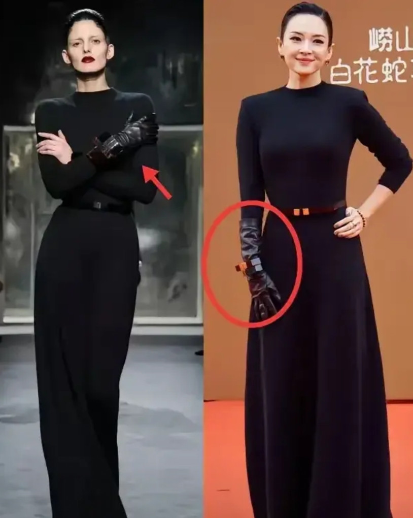章子怡和模特儿同穿一件礼服，你们看看谁穿上更好看，更有气质呢？有网友说，这同