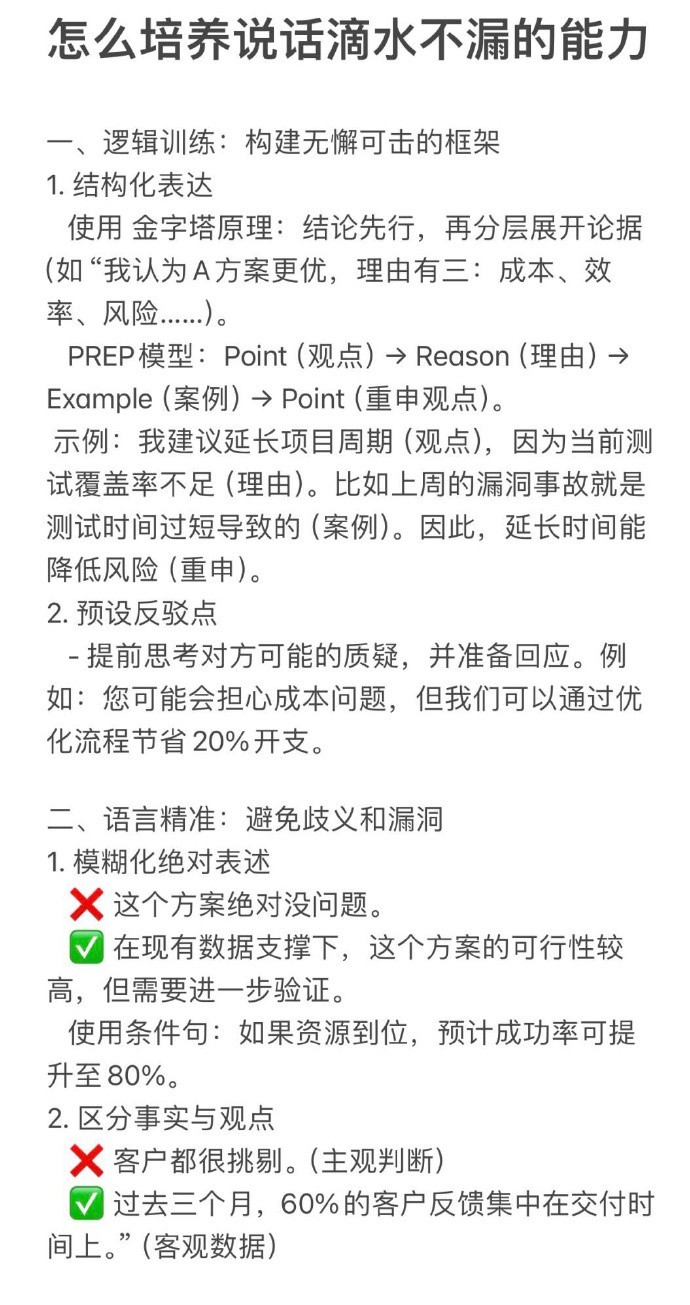 DeepSeek告诉我怎么培养说话滴水不漏的能力​​​