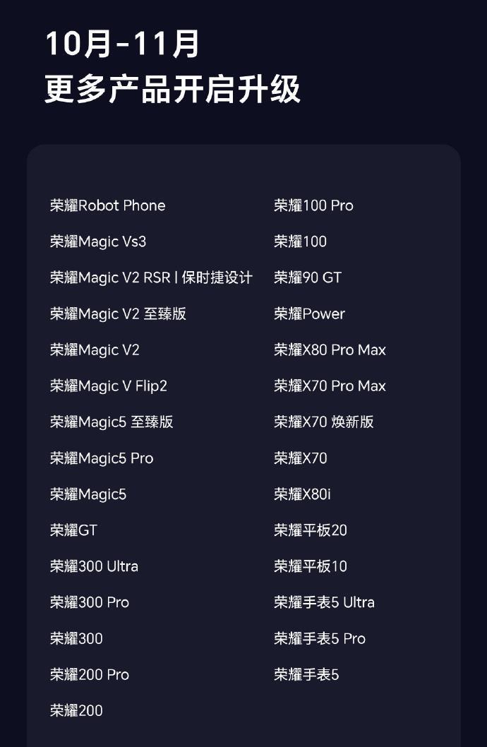 还没升级MagicOS11的荣耀用户，可以记一下这个时间：10月9日19:00