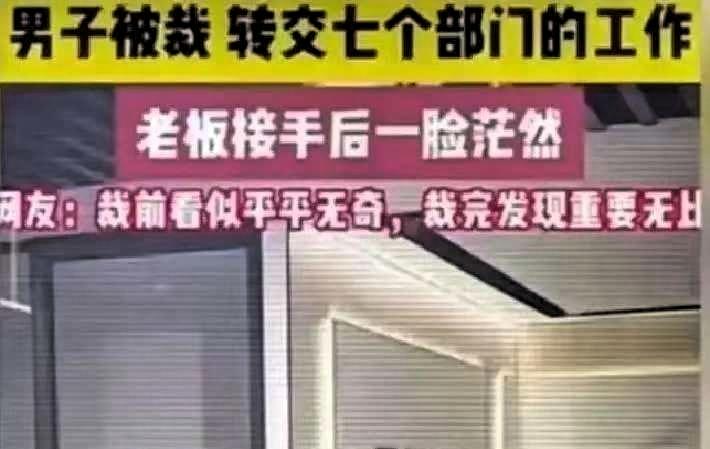 裁员裁到大动脉：杭州一男子被裁，结果交接时，转交了七个部门的工作，才让所有人意识