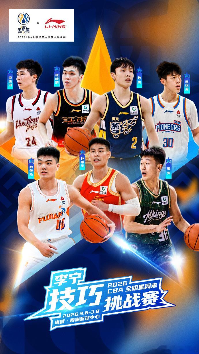徐杰庞峥麟参加全明星技巧挑战赛CBA全明星技巧挑战赛名单官方宣布全明星技巧挑战