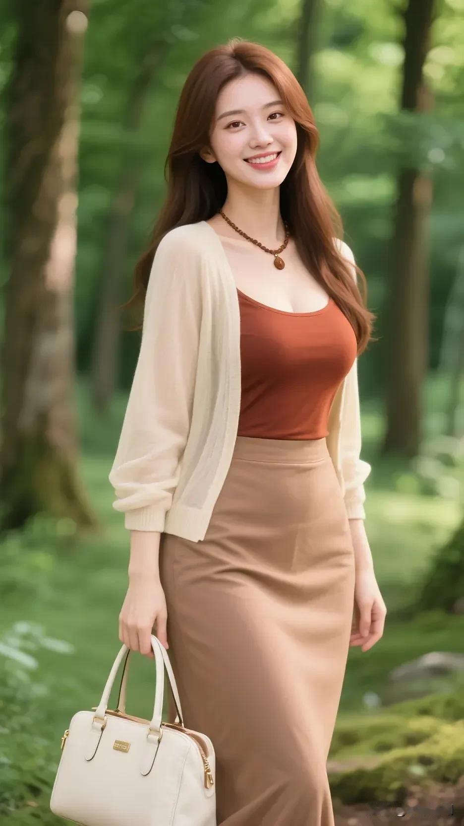 爱拍照的女生到底有多迷人呢?森间风软，暖棕系穿搭揉碎了春日温柔秋冬温柔风照